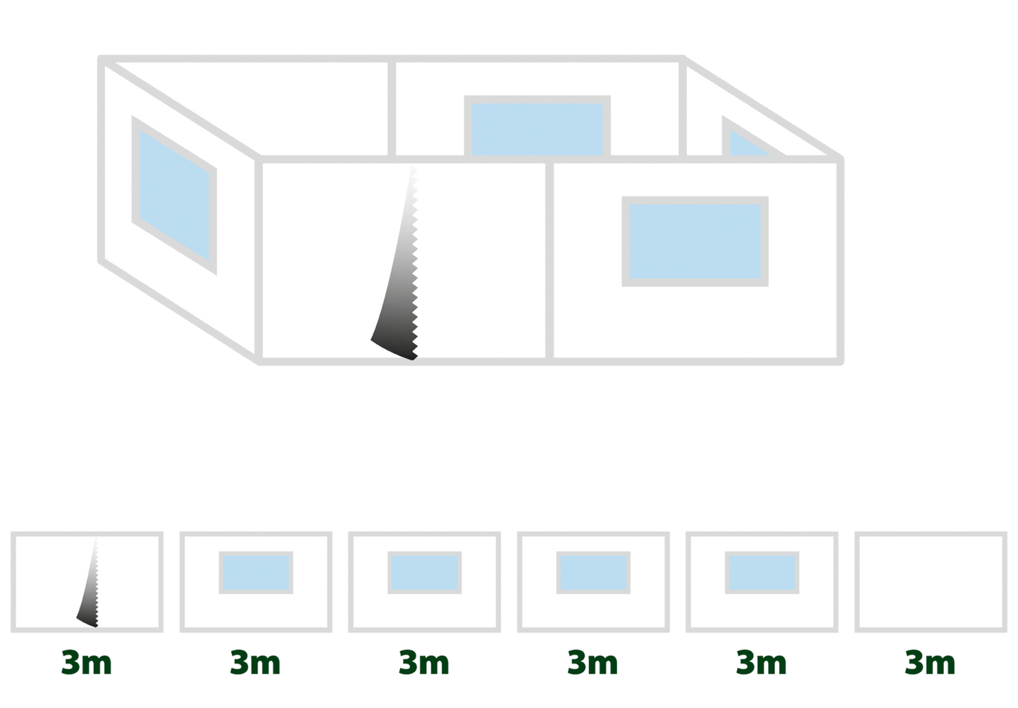 Seitenwand-Set Zebo Enjoy 2-Pro 3x6