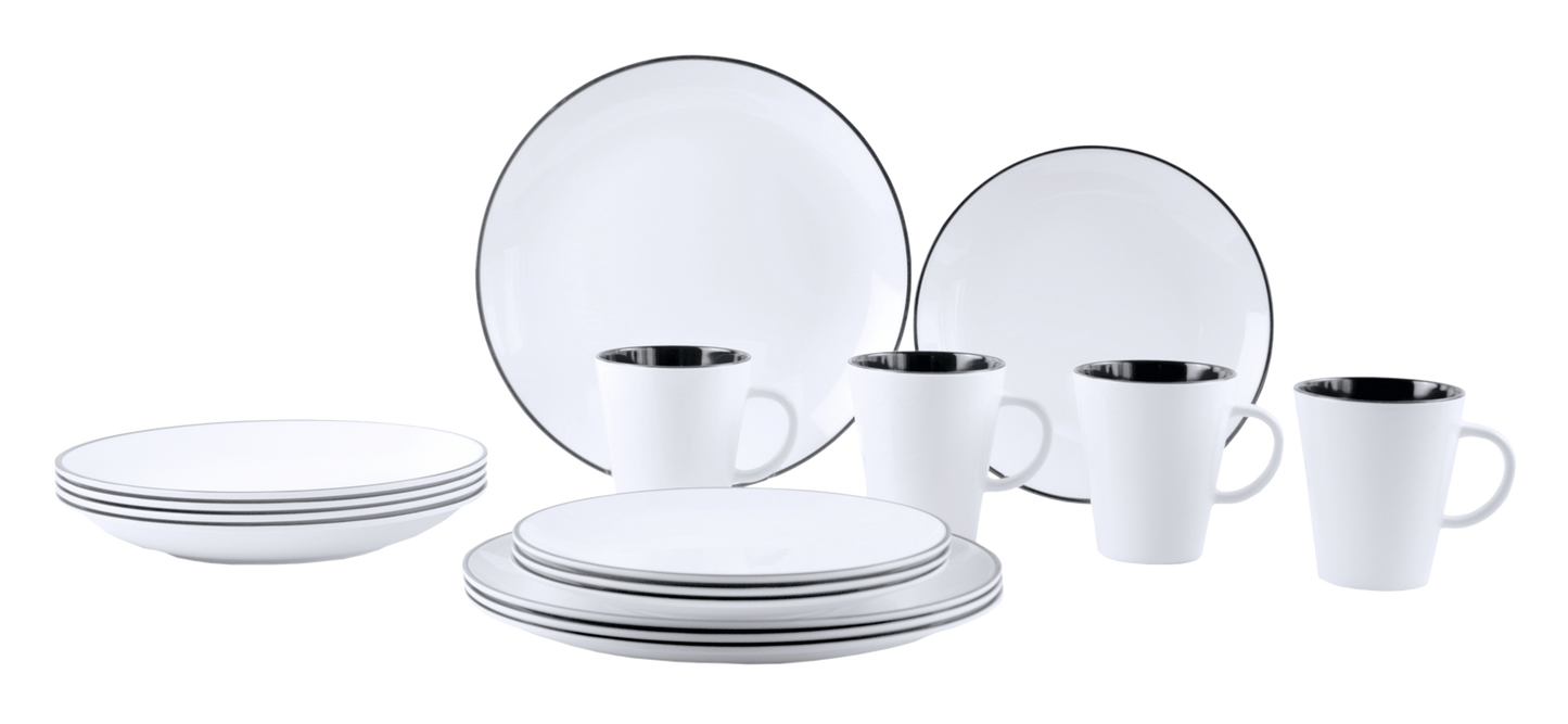 Melamin-Set LINEA schwarz 16 tlg. (R)