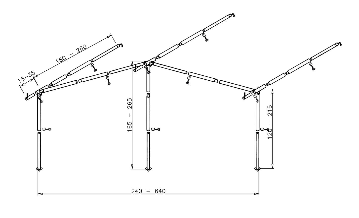 Gestänge Bungalow Stahl  (R)