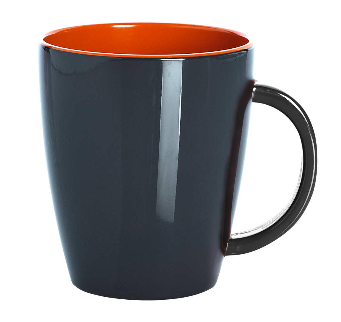 Henkelbecher grau-orange (R)