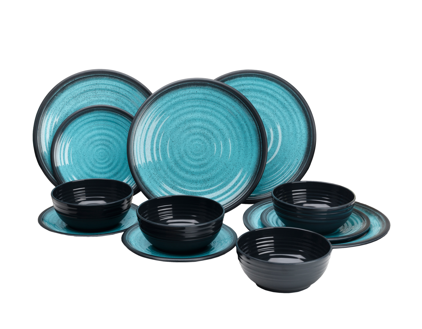 Melamin-Set Premium Granite-Aqua