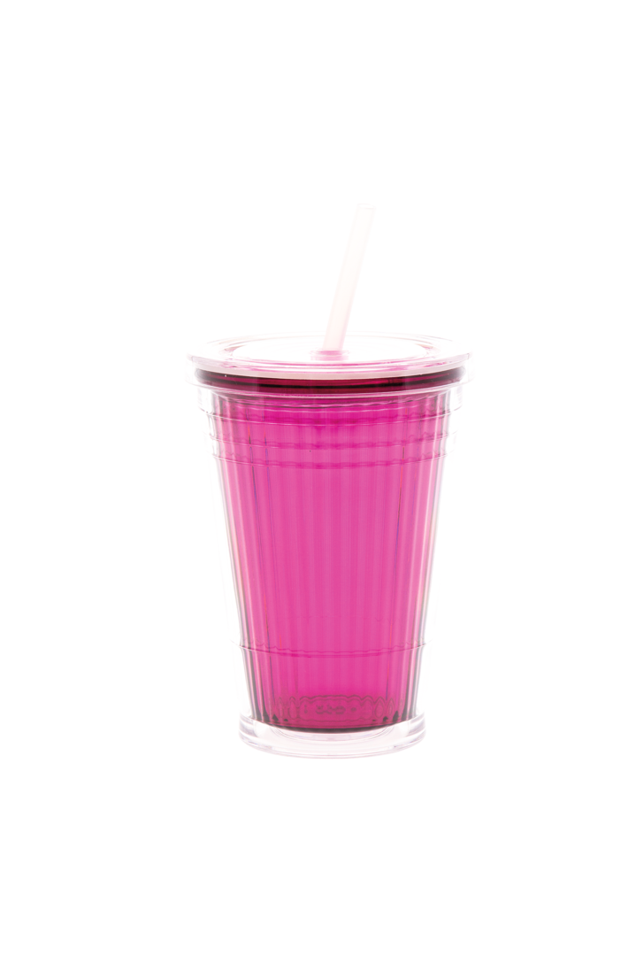 Becher mit Strohhalm brombeer (R)