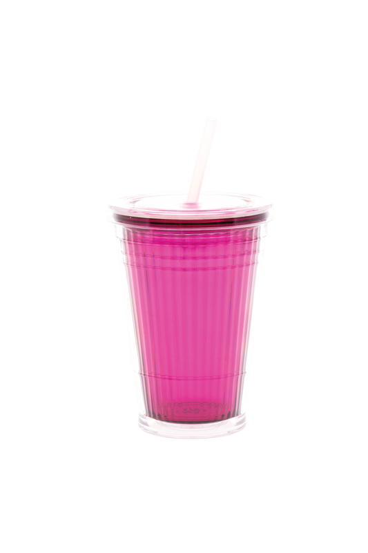 Becher mit Strohhalm brombeer (R)