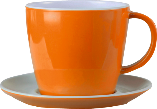 Tasse mit Untertasse orange