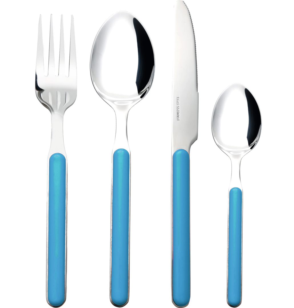 Besteckset blau