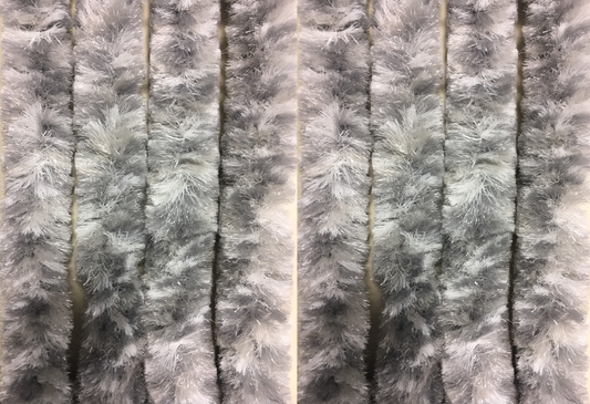 Flauschvorhang 100 x 200 cm grau-we-silb