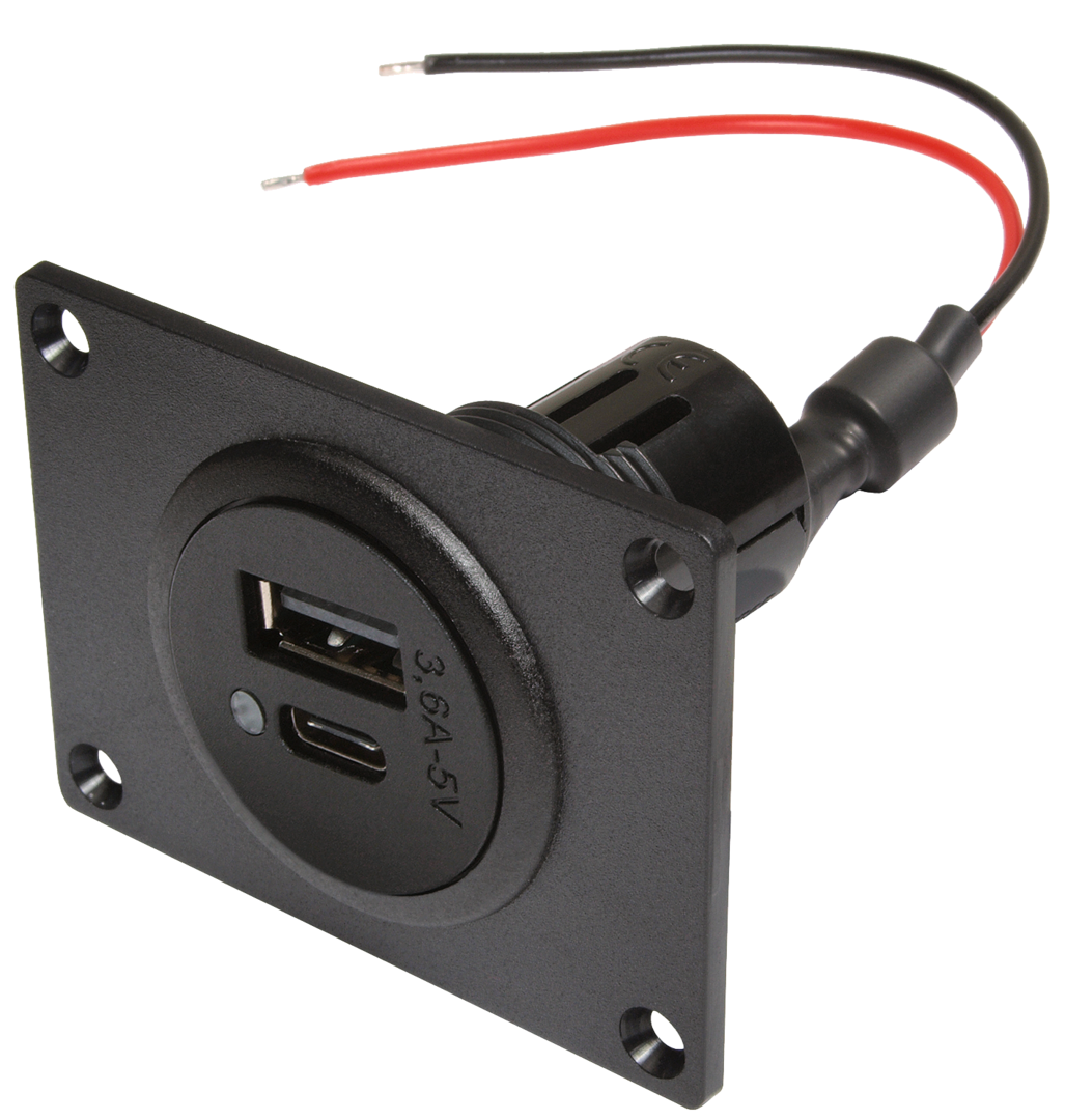 Power USB-C/A Dop.-steckd. +Montagepl.