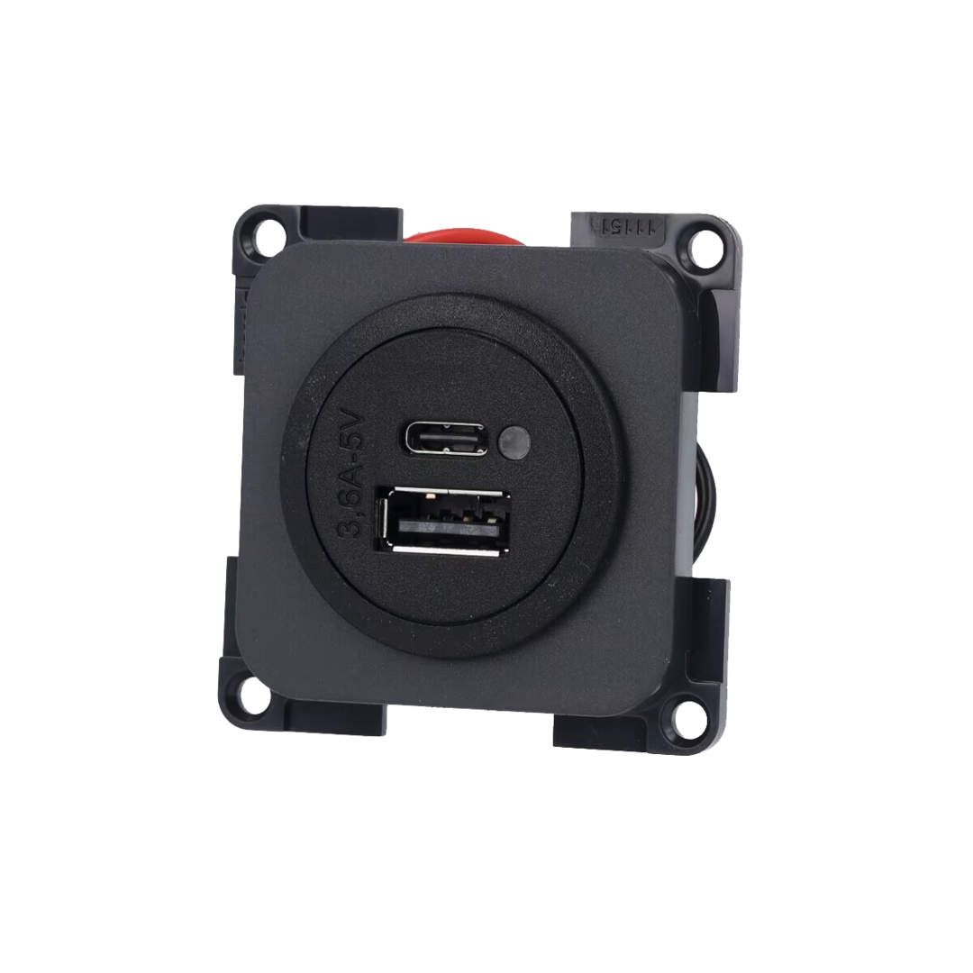 USB-Doppelladesteckdose C/A grau