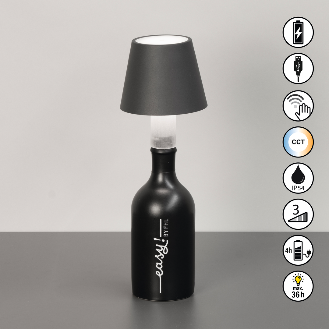 Flaschenlampe FIOCCO grau CCT