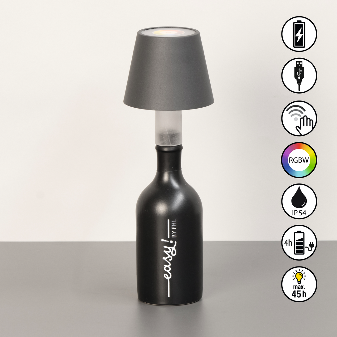 Flaschenlampe FIOCCO grau RGB