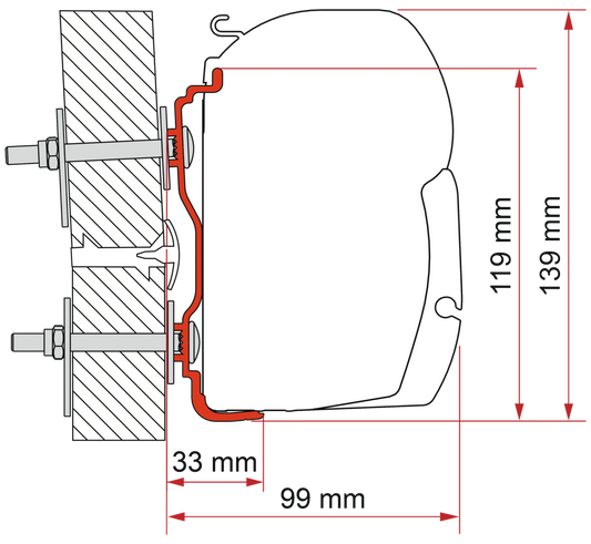 Adapter Hymer ab 2016, 350 cm (S) (B)