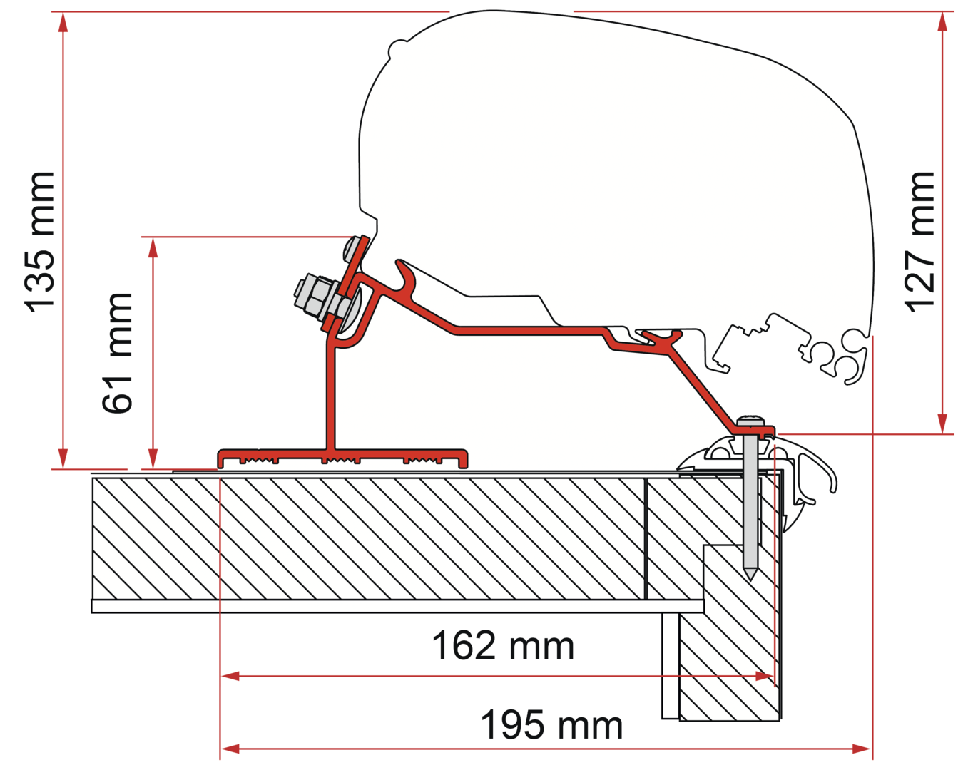 Adapter F80-F65 Caravan Roof 600cm(S)(B)