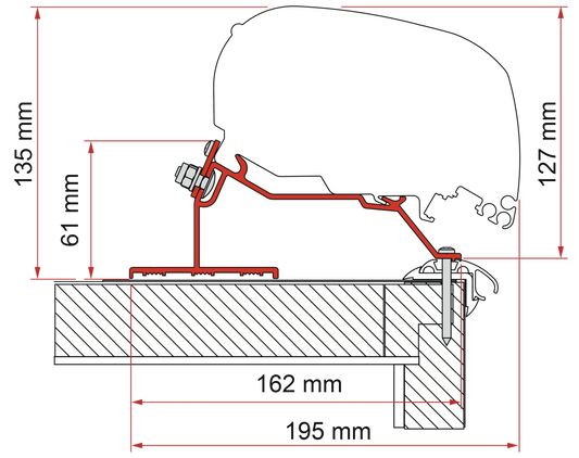 Adapter F80-F65 Caravan Roof 400 cm (S)