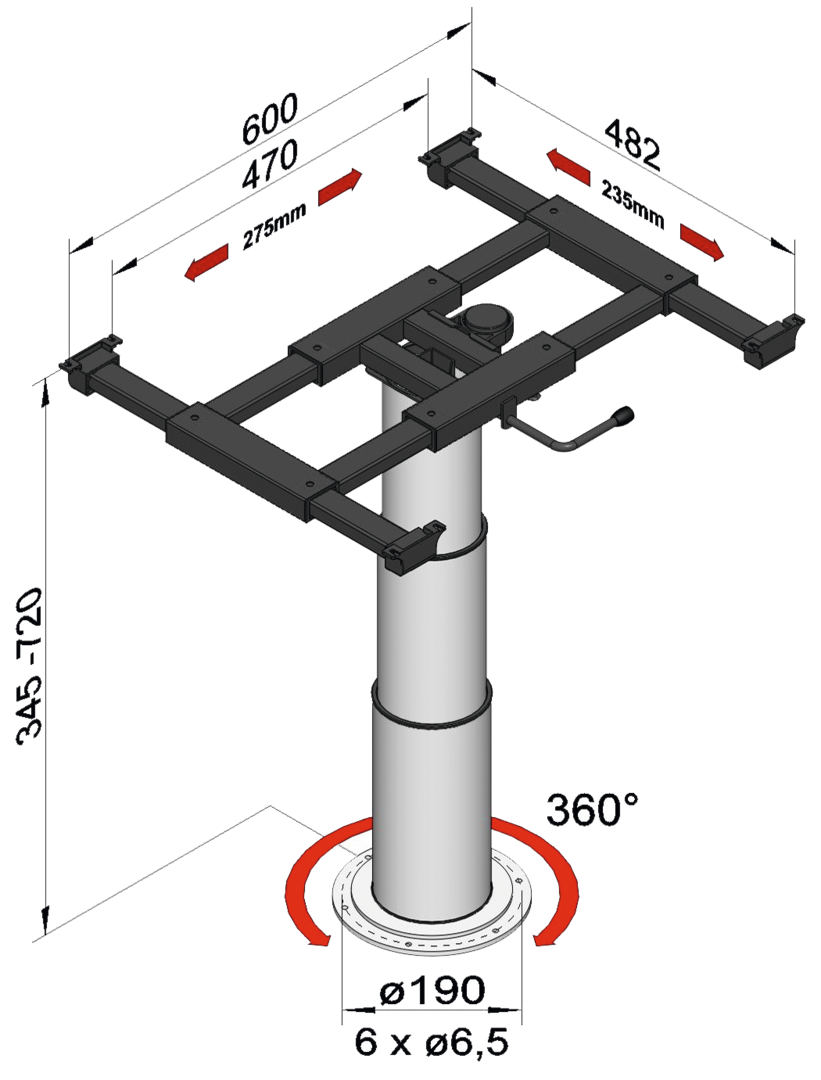 Liftgestell mit Verdrehung gussgrau