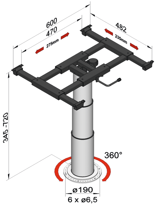 Liftgestell mit Verdrehung gussgrau