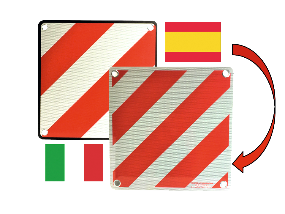Alu-Warntafel Italien-Spanien 2in1