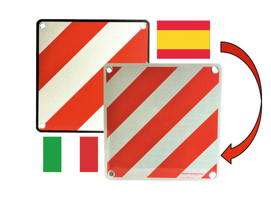 Alu-Warntafel Italien-Spanien 2in1